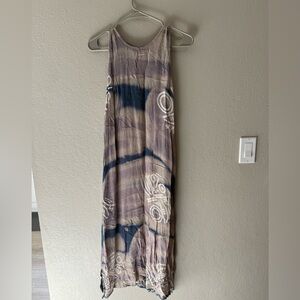 Hilo Hattie Tie-Dye Maxi Dress XS Hawaiian Print Sleeveless